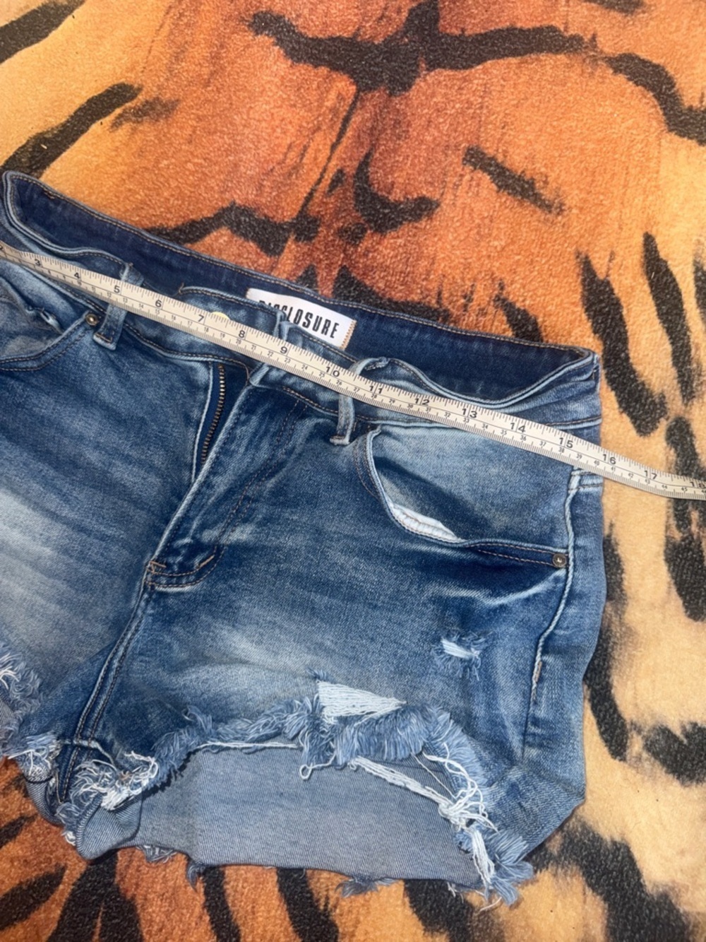 Disclosure Women's Distressed Blue Denim Jean Shorts - Picture 7 of 11